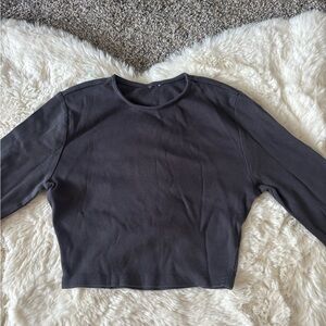 zara gray ribbed long sleeve